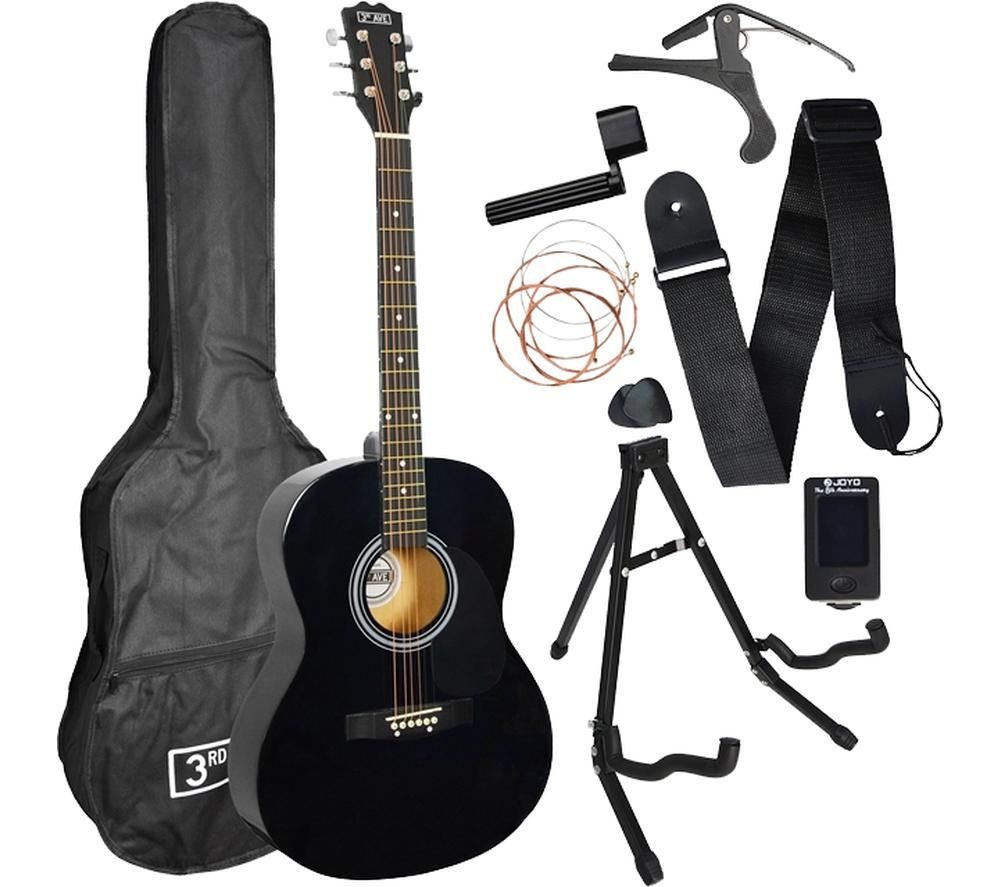 3RD AVENUE STX10 Acoustic Guitar Premium Bundle - Black