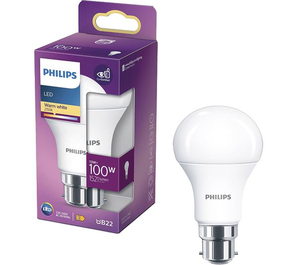 Image of PHILIPS Frosted LED Light Bulb - B22, Warm White