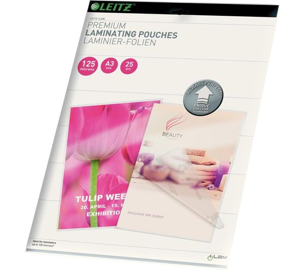 An image of LEITZ iLAM 74890000 125 Micron A3 Laminating Pouches - Pack of 25