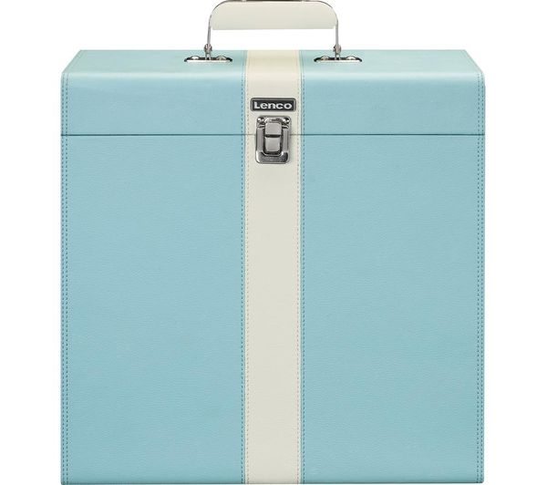 LENCO Classic Phono TTA-300BUWH Vinyl Storage Case - Blue & White