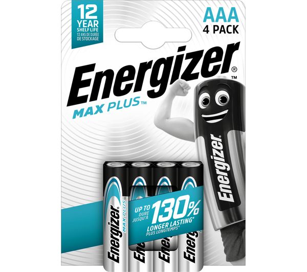 ENERGIZER Max Plus AAA Alkaline Batteries - Pack of 4