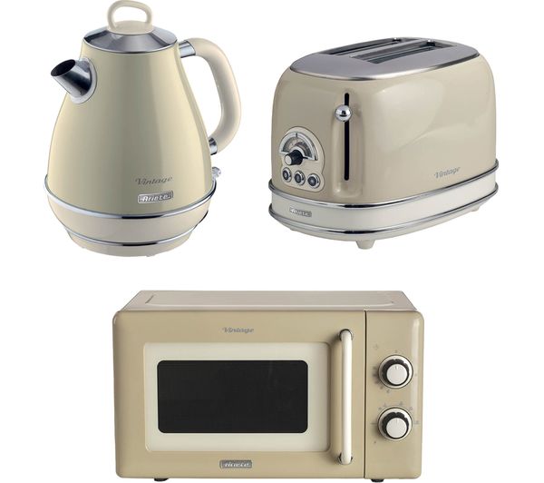 Ariete Vintage Arpk58 Microwave Jug Kettle 2 Slice Toaster Bundle Cream