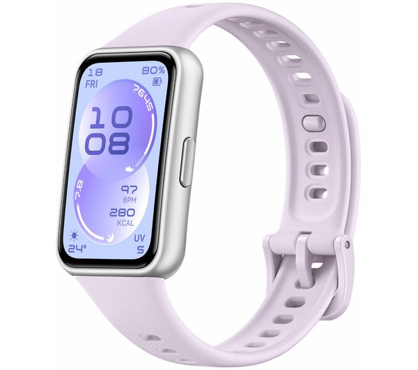 An image of HUAWEI Band 11 Fitness Tracker - Aluminium with Purple Fluoroelastomer Strap