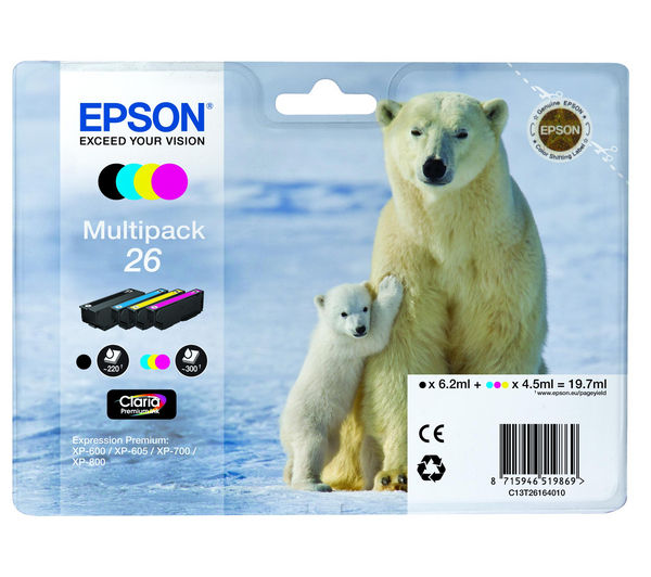 EPSON Polar Bear T2616 Cyan, Magenta, Yellow & Black Ink Cartridges - Multipack