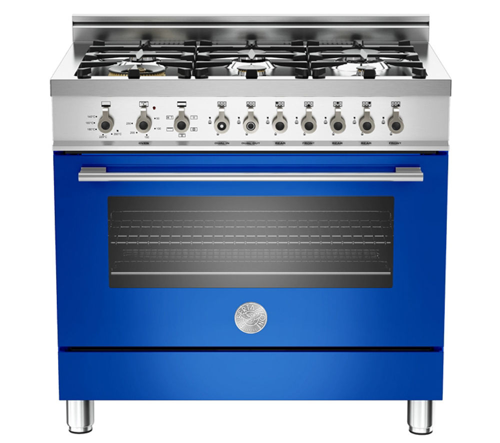 BERTAZZONI Professional 90 Dual Fuel Range Cooker - Blue & Stainless Steel, Stainless Steel