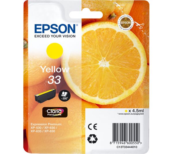 Image of EPSON No. 33 Oranges Yellow Ink Cartridge
