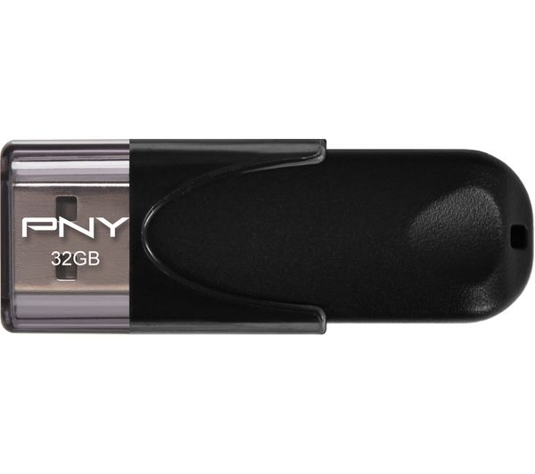 PNY Attache 4 USB 2.0 Memory Stick - 32 GB, Black, Black