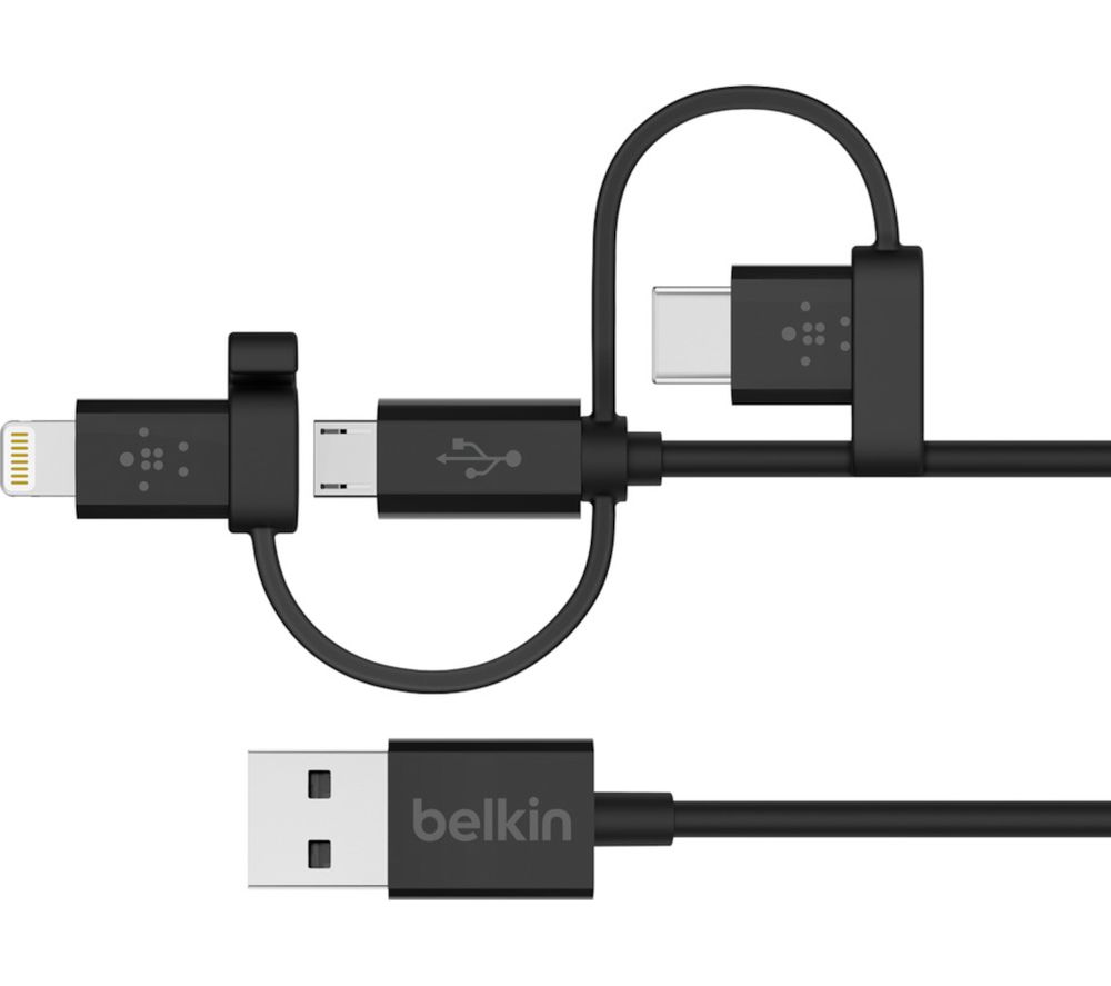 BELKIN USB 2.0 to USB-C, Micro USB & Lightning Cable