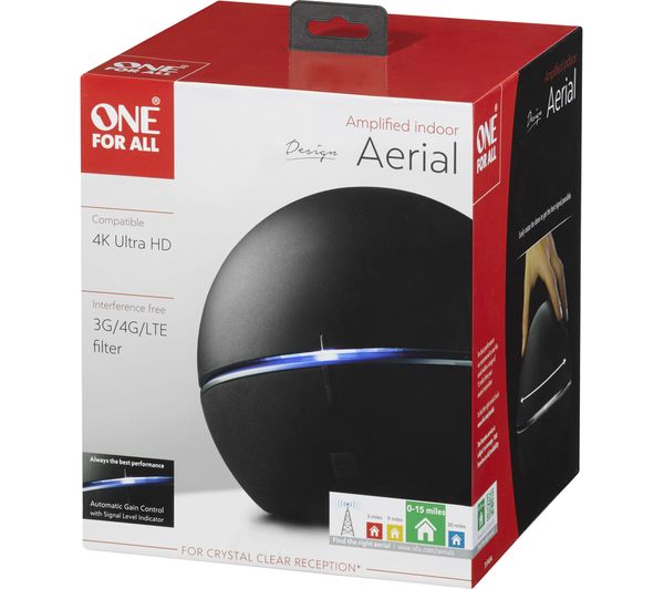 ONE FOR ALL BALL SV9494 DVBT2 AGC+SLI Amplified Indoor TV Aerial Fast