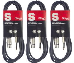 S-Series SMC XLR Microphone Cable - 6 m, Black, Pack of 3