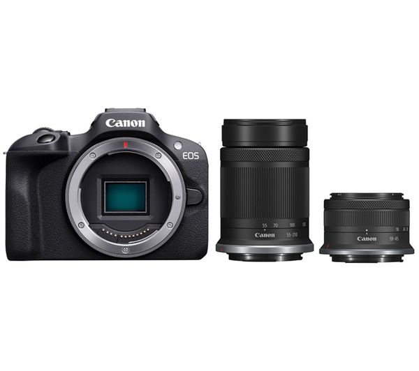Image of CANON EOS R100 Mirrorless Camera with RF-S 18-45 mm f/4.5-6.3 IS STM & 55-210 mm f/5-7.1 IS STM Lens