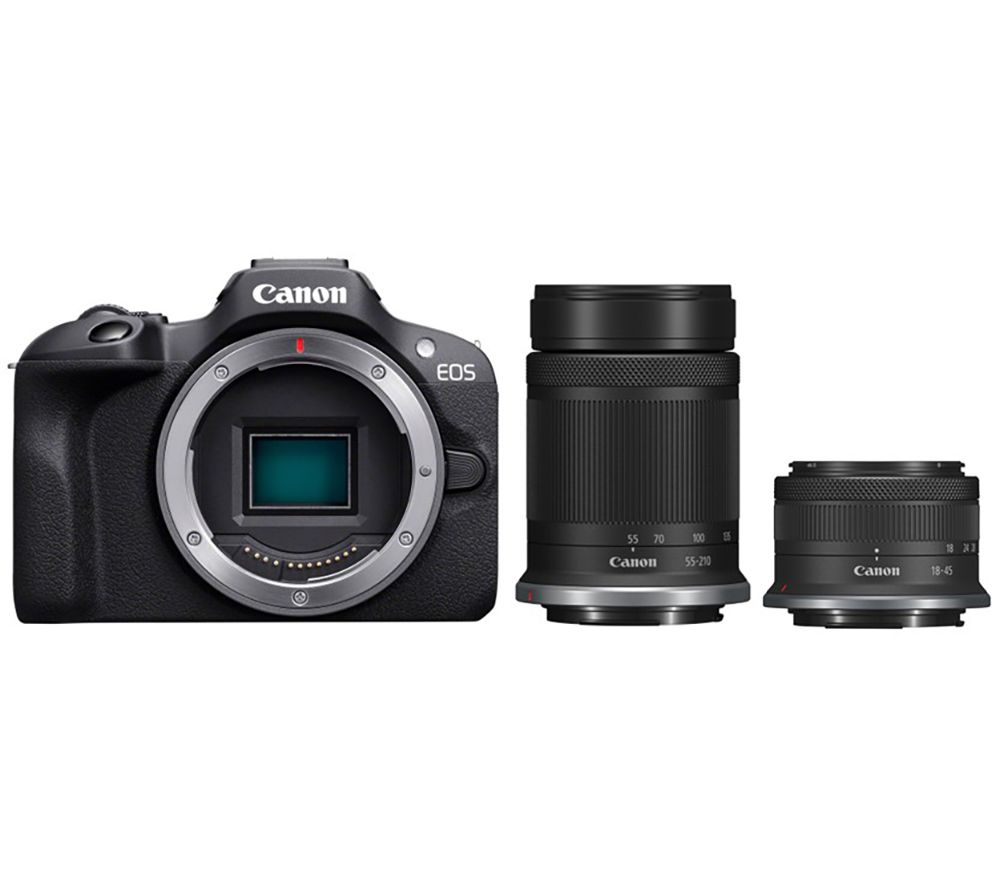 EOS R100 Mirrorless Camera with RF-S 18-45 mm f/4.5-6.3 IS STM & 55-210 mm f/5-7.1 IS STM Lens