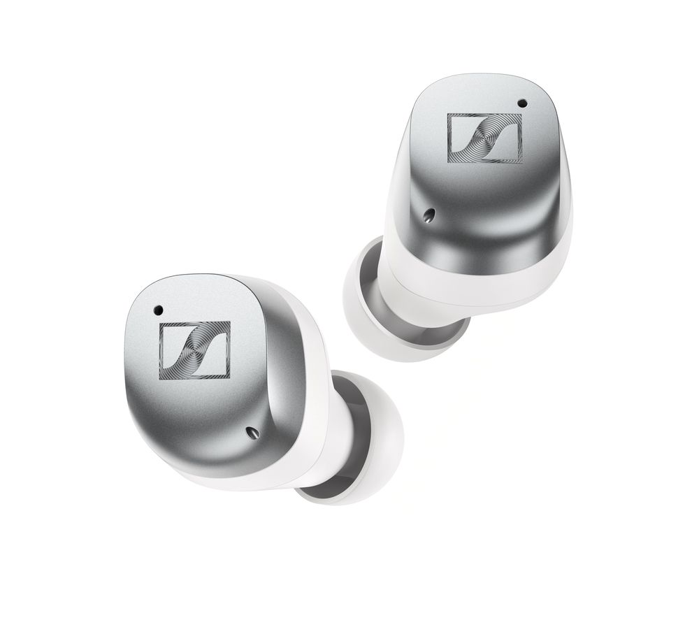 Momentum MTW4 Wireless Bluetooth Noise-Cancelling Sports Earbuds - White & Silver