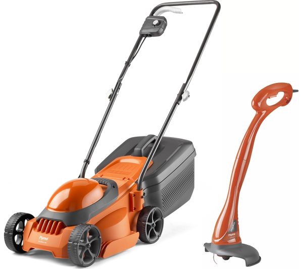 Flymo Simplimow 300 Corded Rotary Lawn Mower Minitrim Cordless Grass Trimmer Orange Grey