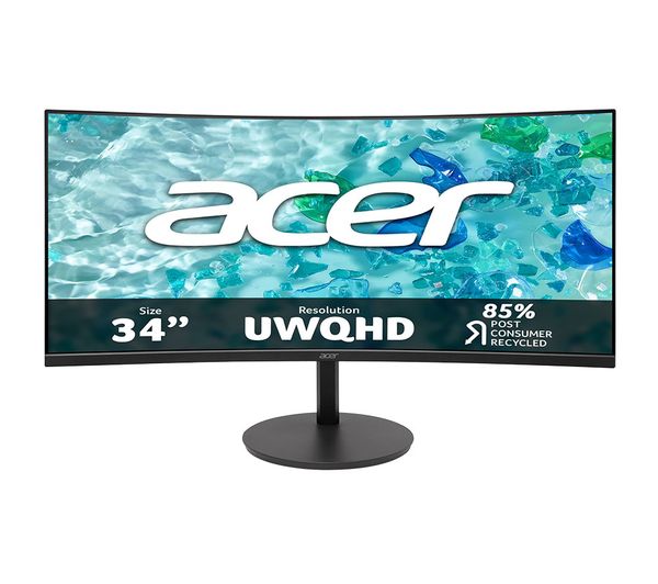 An image of ACER Vero CB342CURJ0 Wide Quad HD 34" Curved VA LCD Monitor - Black