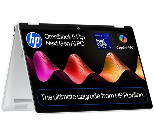 An image of HP OmniBook 5 Flip NGAI 14" 2 in 1 Laptop - Intel® Core™ Ultra 5, 512 GB SSD, Silver