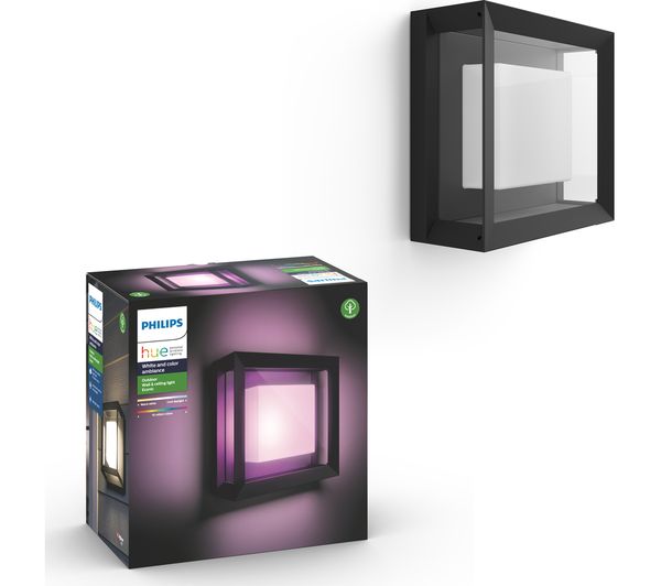 PHILIPS HUE Econic White & Colour Ambiance Smart Outdoor LED Wall Light - Black