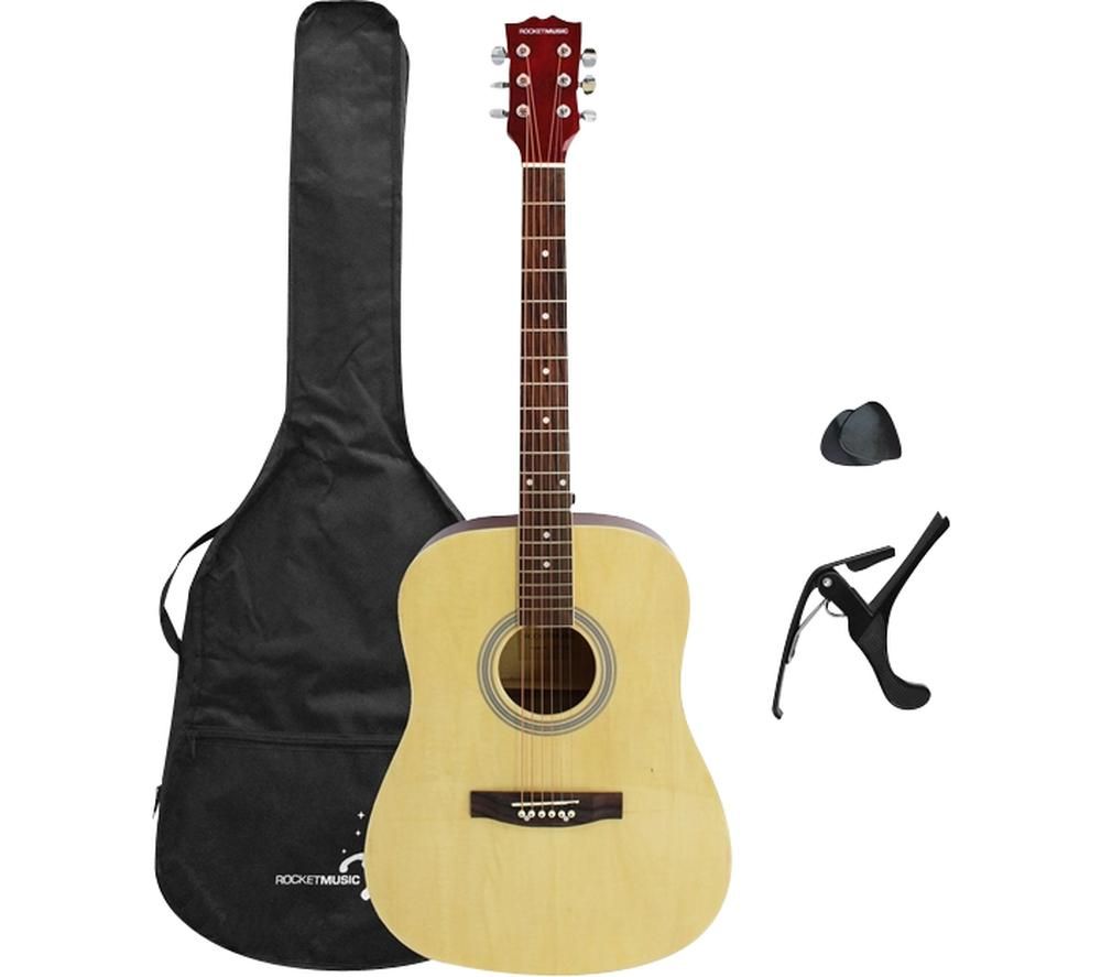 Buy ROCKET XF202 Dreadnought Acoustic Guitar Bundle Natural Free