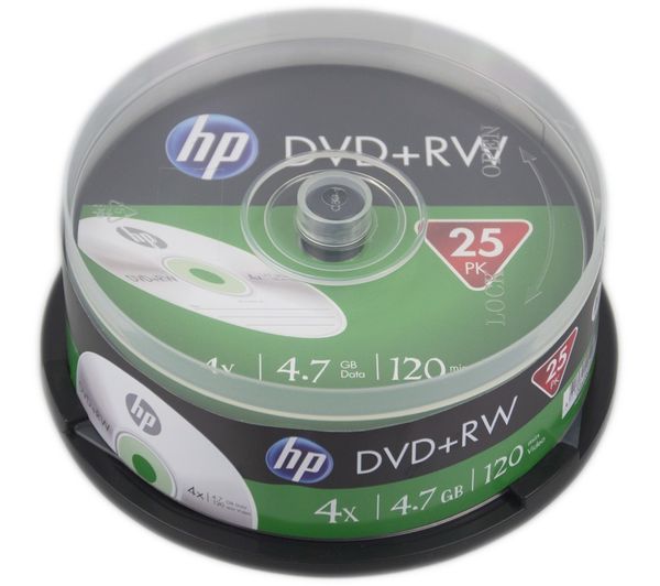 Image of HP 4x Speed DVD+RW Blank DVDs - Pack of 25