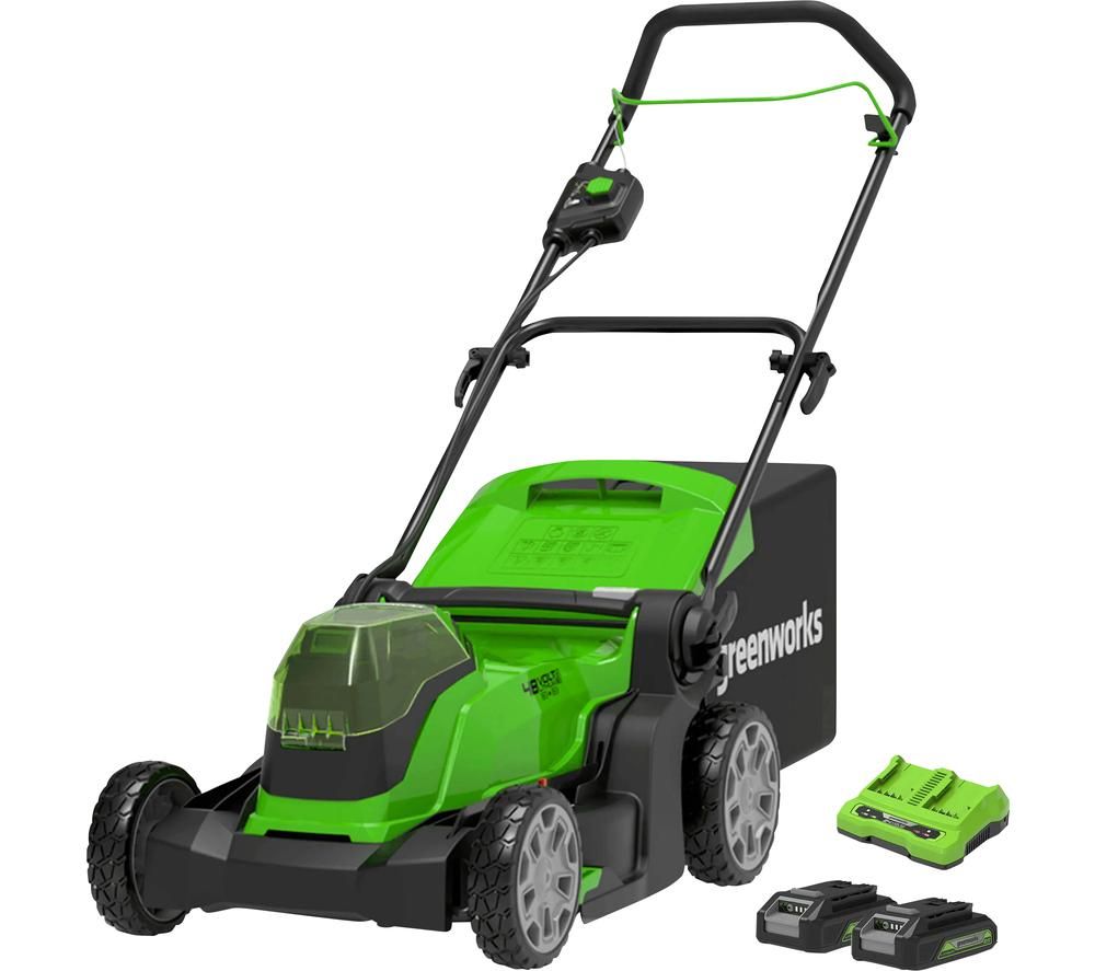 GWG24X2LM41K2X Cordless Rotary Lawn Mower with 2 batteries - Black & Green