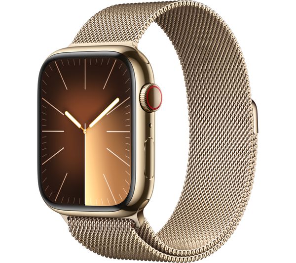 Image of APPLE Watch Series 9 Cellular - 45 mm Gold Stainless Steel Case with Gold Milanese Loop