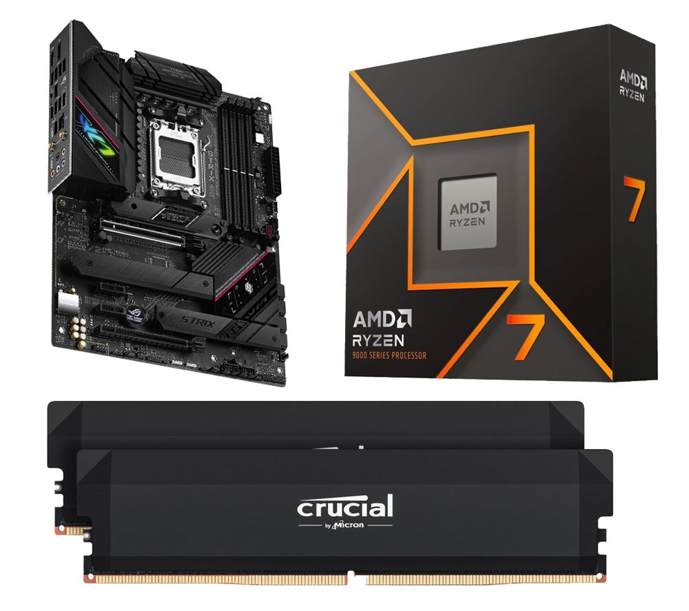 Ryzen 7 9700X Processor, Pro Overclocking 32 GB Memory Kit & ROG STRIX B650E-F AM5 Motherboard Bundle