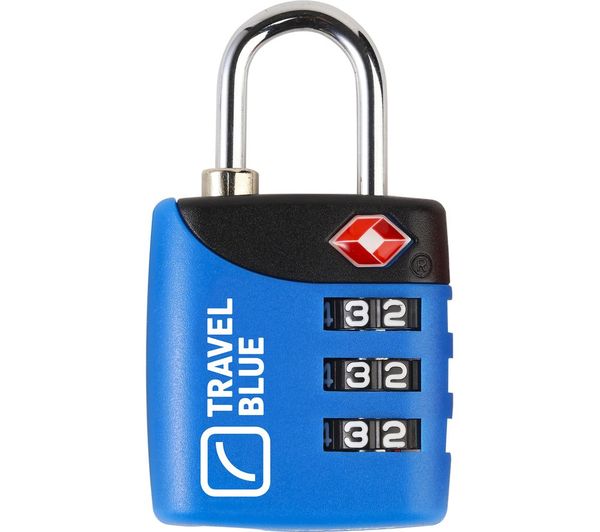 Travel Blue 3 Dial Combination Padlock Blue
