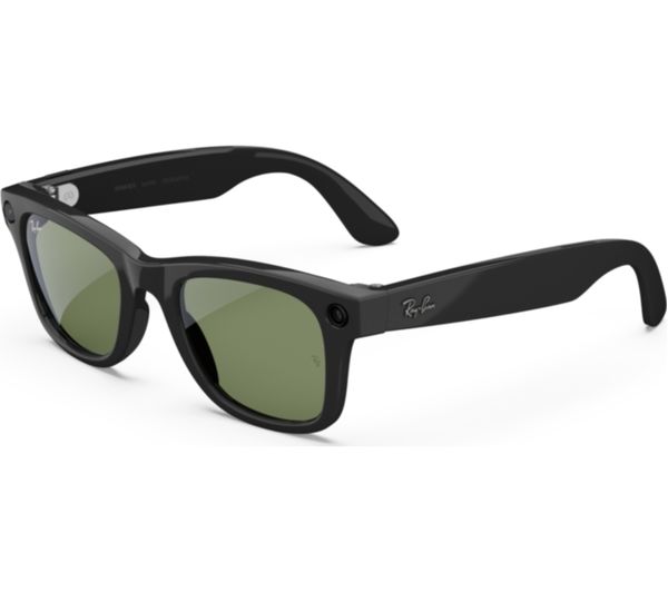 An image of RAY-BAN META Wayfarer (Gen 2) Glasses - Shiny Black with Green Lenses