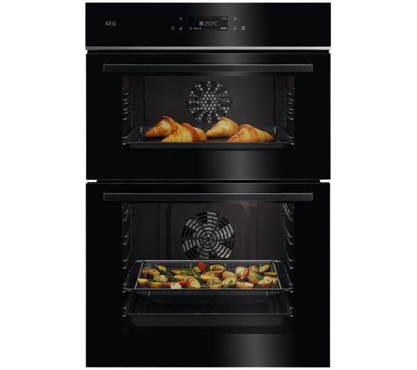An image of AEG TE7CP61B Electric Built-in Double Oven - Black
