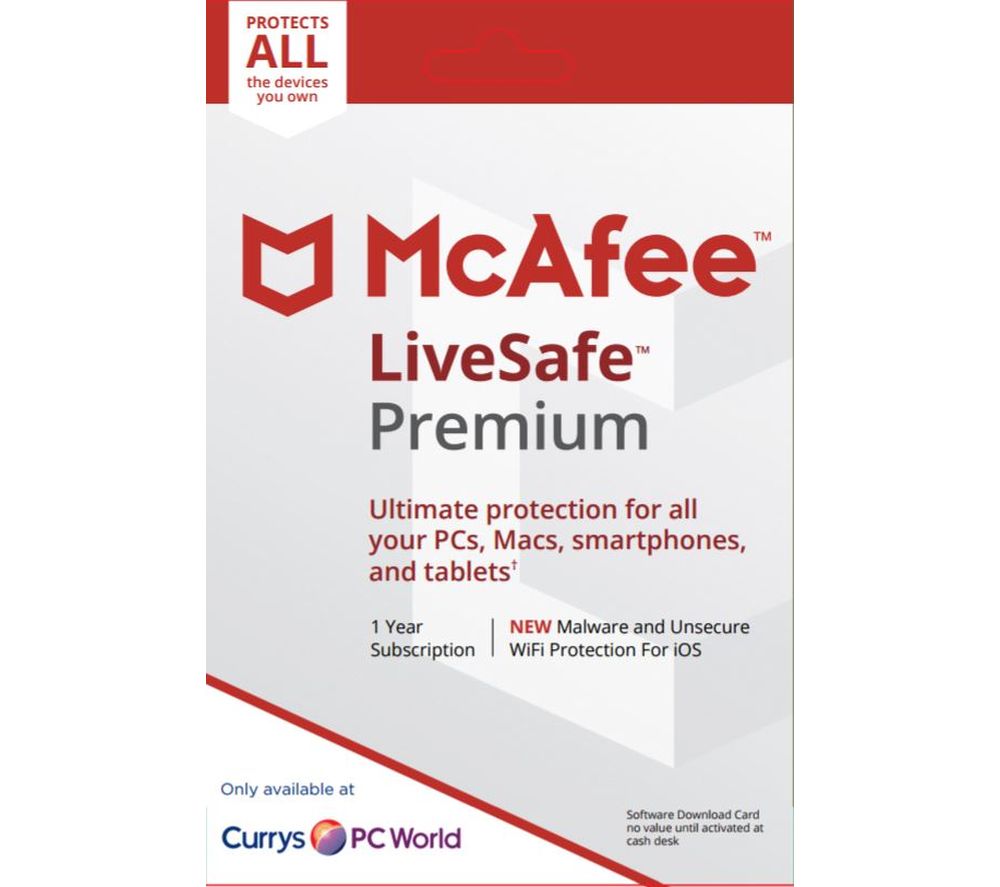 MCAFEE LiveSafe Premium 2018 - 1 user / unlimited devices for 1 year