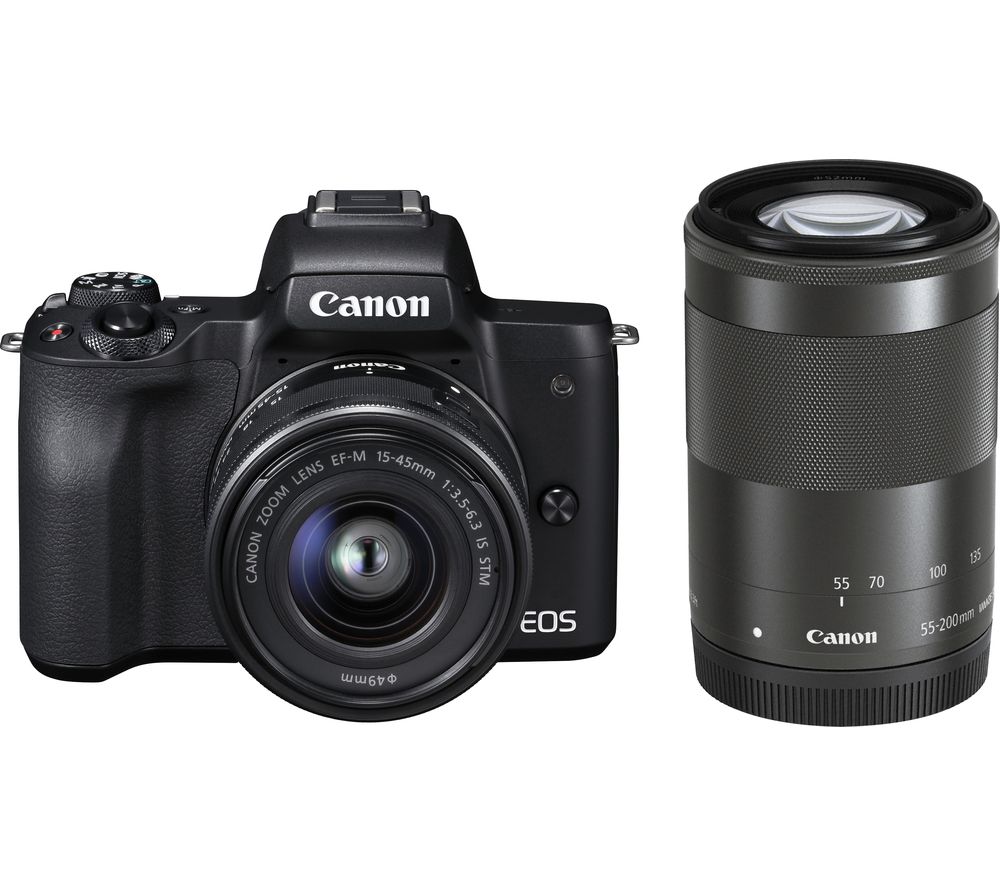 CANON EOS M50 Mirrorless Camera with EF-M 15-45 mm f/3.5-5.6 IS STM & 55-200 mm f/4.5-6.3 IS STM Lens