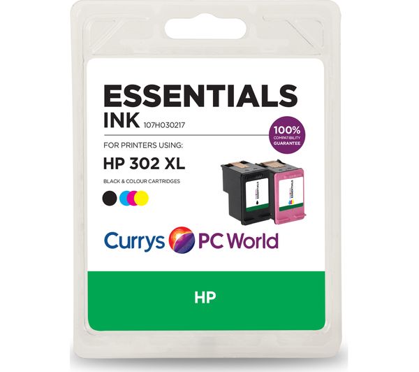 Essentials Hp 302xl Black Tri Colour Ink Cartridges