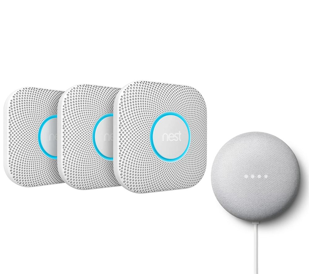 GOOGLE Nest Protect Smoke and CO Alarm & Chalk Nest Mini Bundle, Yellow