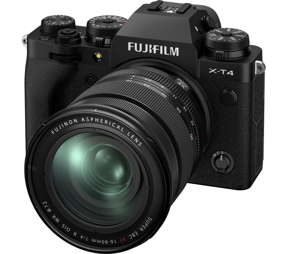 FUJIFILM X-T4 Mirrorless Camera with FUJINON XF 16-80 mm f/4 R OIS WR Lens - Black, Black