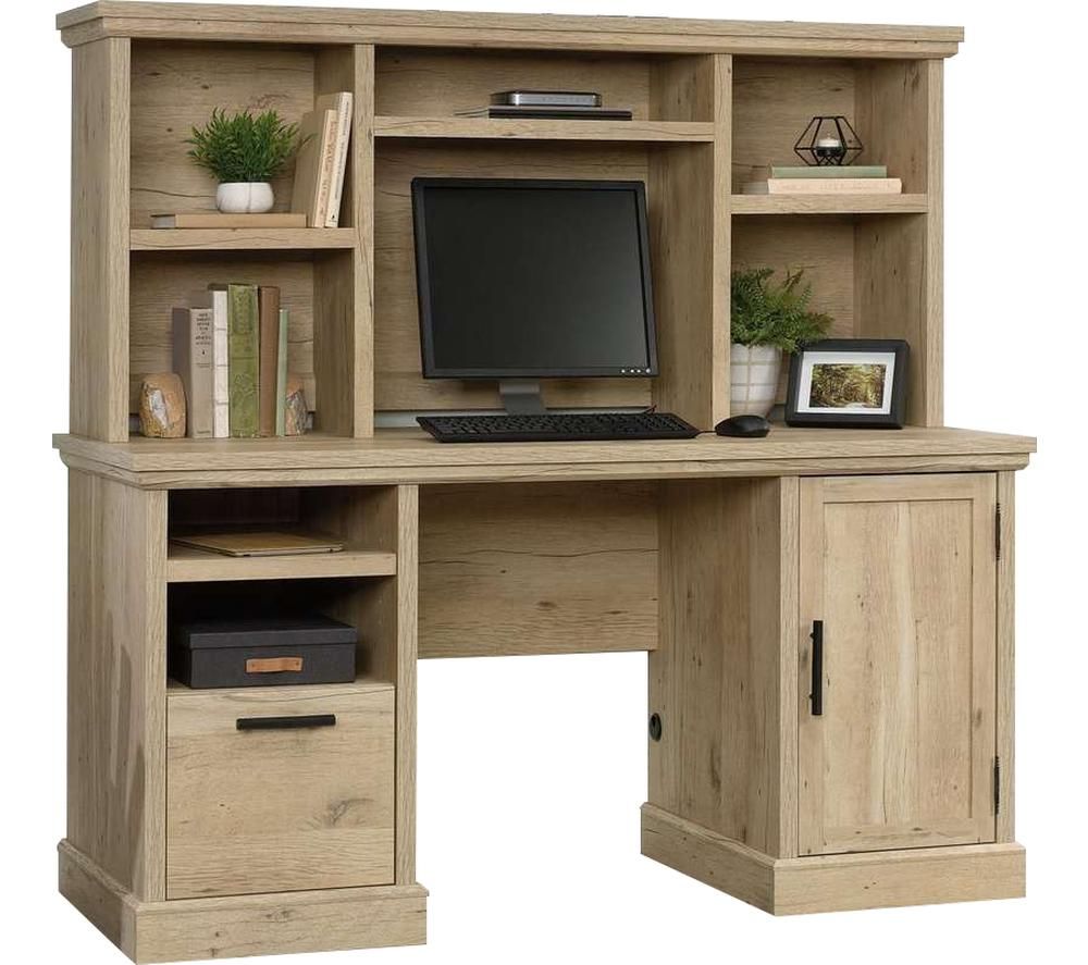Teknik 5427027 Desk Hutch Prime Oak, Prime Oak L Shaped Desk With Storage