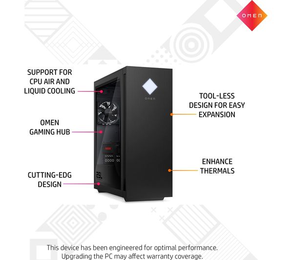 HP OMEN 25L Gaming PC - AMD Ryzen 7, RX 6600 XT, 1 TB SSD