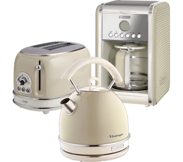 Ariete Vintage Arpk13 Toaster Kettle Coffee Machine Bundle Beige