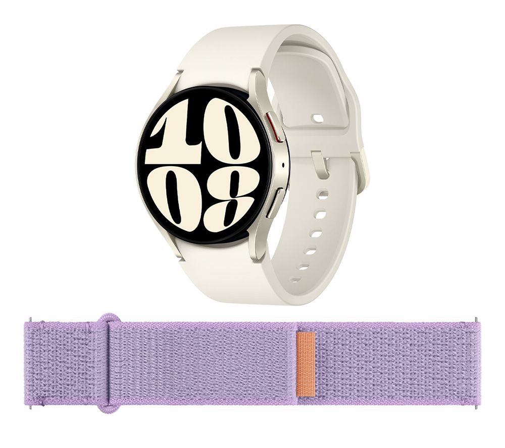 Galaxy Watch6 5G (Cream, 40 mm) & Additional Fabric Band (Lavender, S/M) Bundle