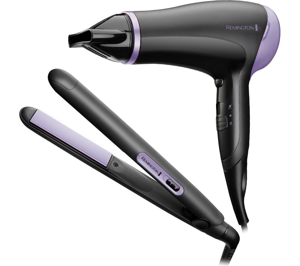 D3016GP Style Essentials Hair Dryer & Hair Straightener Set - Black & Purple