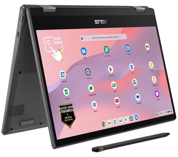 An image of ASUS CM14 Flip 14" 2 in 1 Chromebook - MediaTek Kompanio 520, 128 GB eMMC, Gravity Grey