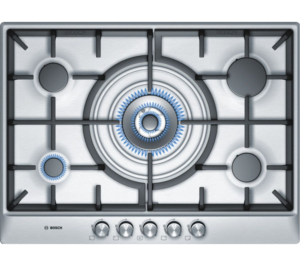 BOSCH PCQ715B90E Gas Hob - Brushed Steel, Brushed Steel