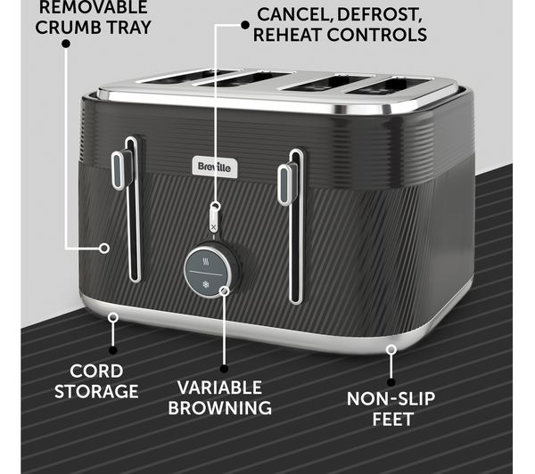 Breville Flow 4 Slice Toaster Grey - Meubles