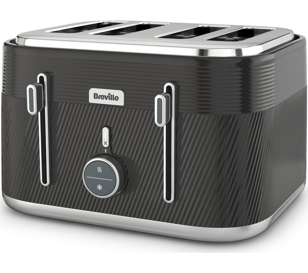 BREVILLE Obliq VTT973 4-Slice Toaster - Black & Silver