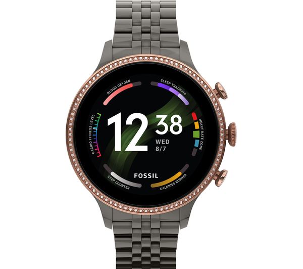 Image of FOSSIL Gen 6 FTW6078 Smart Watch with Google Assistant - Gunmetal Grey, Stainless Steel Strap, Universal