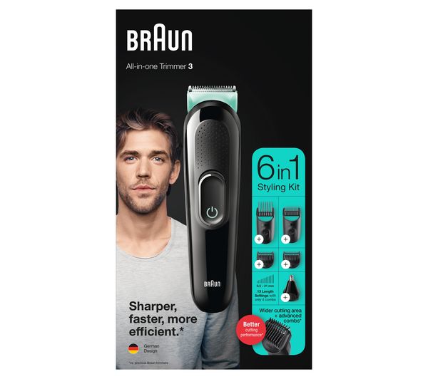 braun mgk3221 6 in 1 trimmer black & green