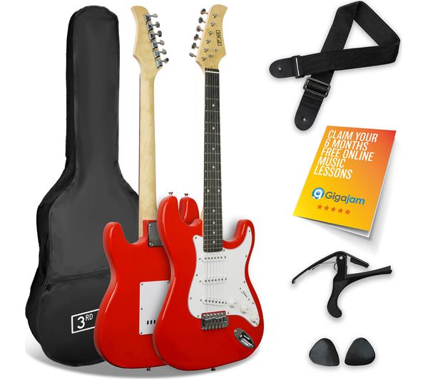 3rd Avenue Full Size 4 4 Electric Guitar Starter Bundle Red