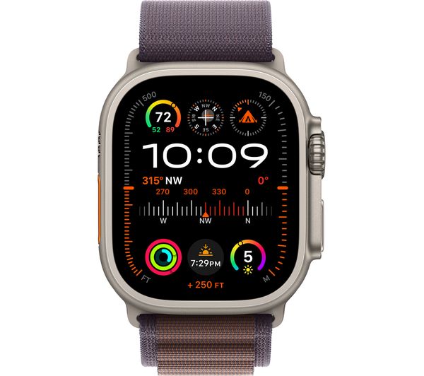 APPLE Watch Ultra 2 Cellular 49 mm Titanium Case with Indigo Alpine Loop Large MREW3B A Currys Business