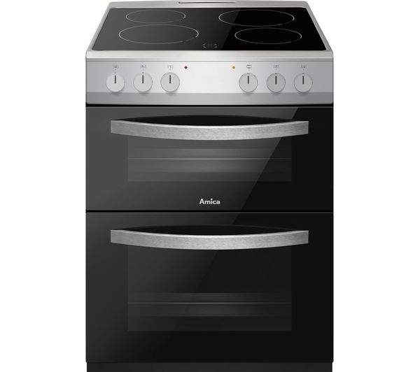 Image of AMICA AFC602SS 60 cm Electric Ceramic Cooker - Black & Stainless Steel