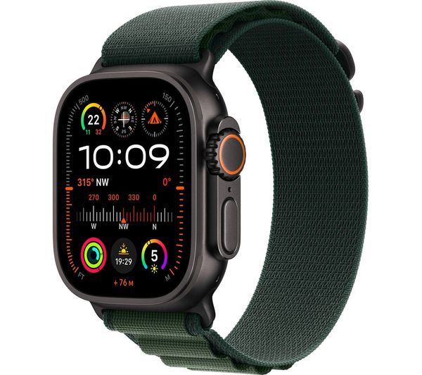 APPLE Watch Ultra 2 Cellular - 49 mm Black Titanium Case with Dark Green Alpine Loop, Small