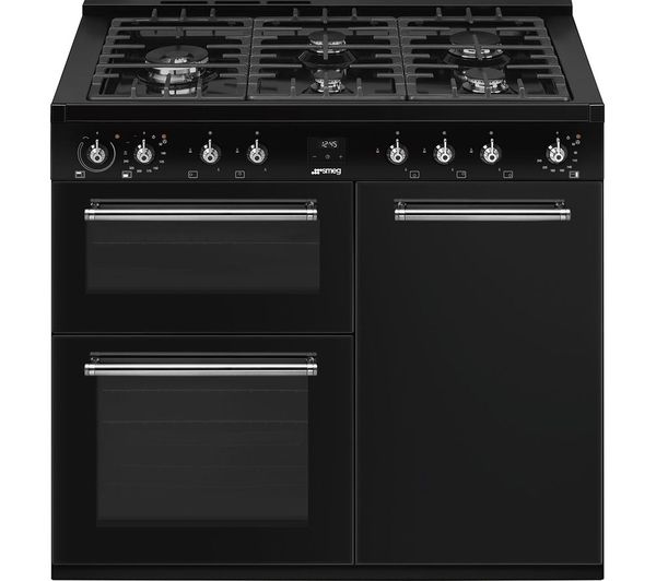 An image of SMEG CX103GMBL 90 cm Dual Fuel Range Cooker - Black
